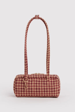 Baggu - Small Nylon Bowler Bag, Tan Houndstooth