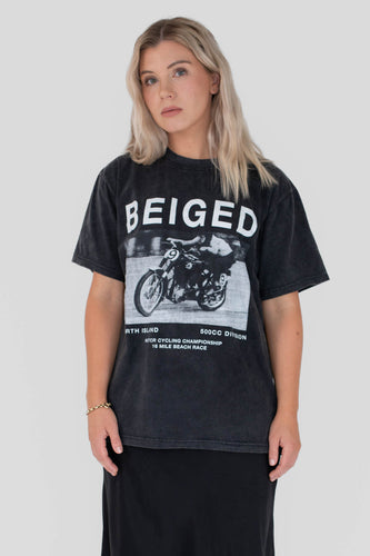 Beiged - Vintage Moto Tee, Washed Black