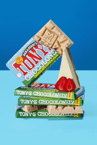 Tony's Chocolonely x Ben and Jerry's - White Chocolate Strawberry Cheesecake Chocolate Bar