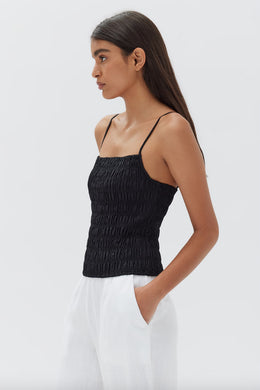 Assembly Label - Aubrey Rouched Tank, Black