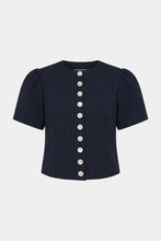 Ruby - Carolyn Short Sleeve Blazer, Navy Pinstripe