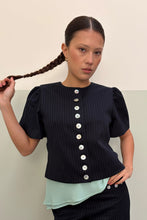 Ruby - Carolyn Short Sleeve Blazer, Navy Pinstripe