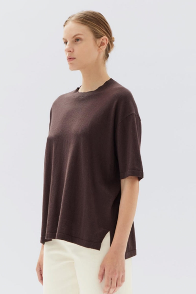 Assembly Label - Cotton Cashmere Relaxed Tee, Chesnut