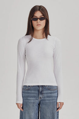 Commoners - Womens Base LS Ribbed Tee, White
