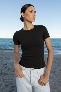 Commoners - Womens Base SS Ribbed Tee, Black