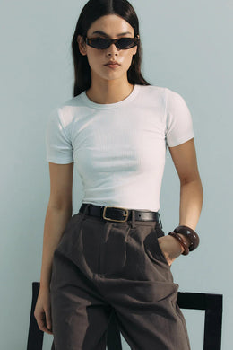 Commoners - Womens Base SS Ribbed Tee, White