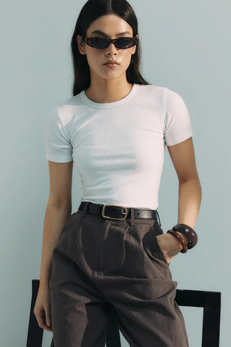 Commoners - Womens Base SS Ribbed Tee, White