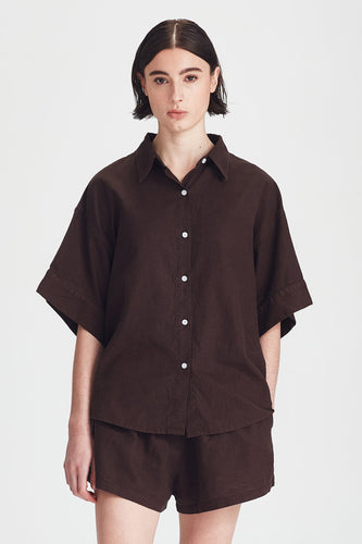 Commoners - Boyfriend Shirt, Cocoa Linen