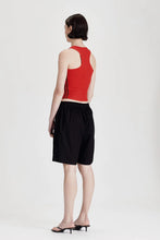 Commoners - Fine Rib Racer Back Tank,  Red/ Cocoa Stripe