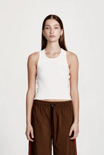 Commoners - Fine Rib Racer Back Tank, White/Red Stripe