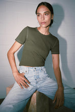 Commoners - Womens Base SS Ribbed Tee, Khaki