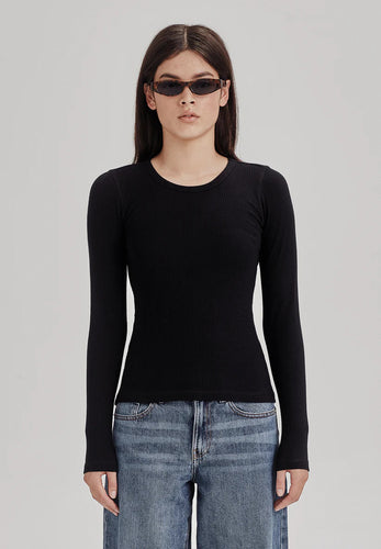 Commoners - Womens Base LS Ribbed Tee, Black
