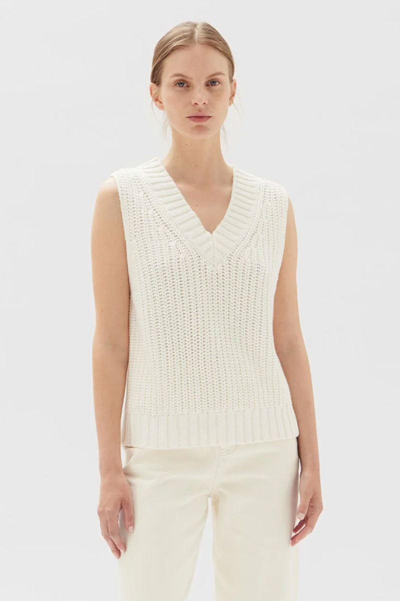 Assembly Label - Charlotte Cotton Knit Vest, Cream