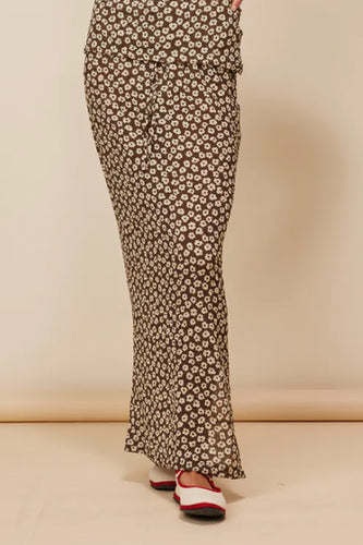 Ruby - Lane Crinkle Skirt, Brown Daisy