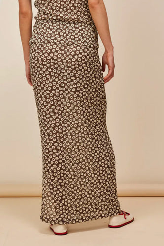 Ruby - Lane Crinkle Skirt, Brown Daisy
