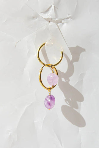 Crushes - Gemstone Hoops, Light Amethyst/Gold