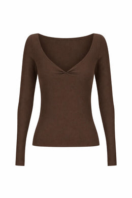 Dominique Healy - Jillian Longsleeve, Chocolate Rib