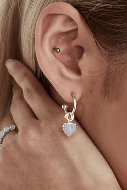 Stolen Girlfriends Club Jewellery - Love Anchor Earrings, Blue Lace Agate/ Sterling Silver