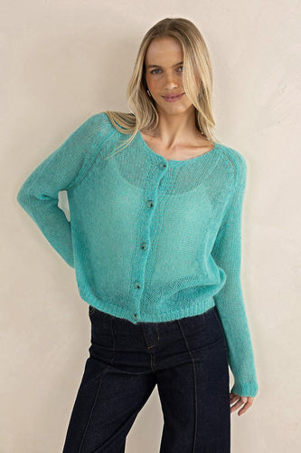 Humidity - Emmy Mohair Cardigan, Lagoon