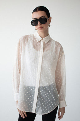 Staple The Label - Etoile Oversized LS Shirt, Cream Spot
