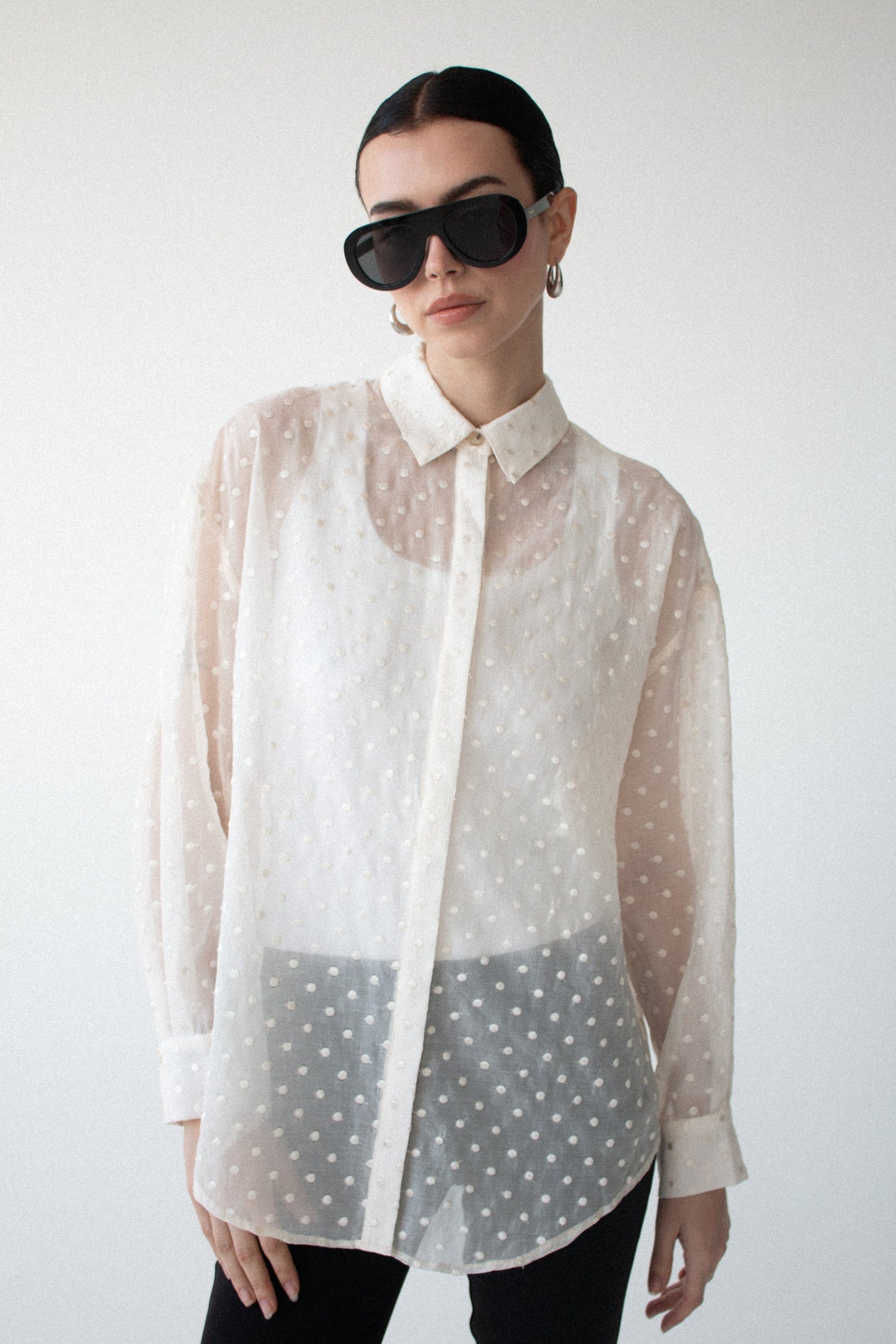 Staple The Label - Etoile Oversized LS Shirt, Cream Spot