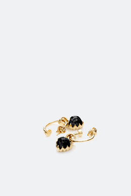 Stolen Girlfriends Club Jewellery - Love Anchor Earring, Onyx/ 18ct Yellow Gold Plated