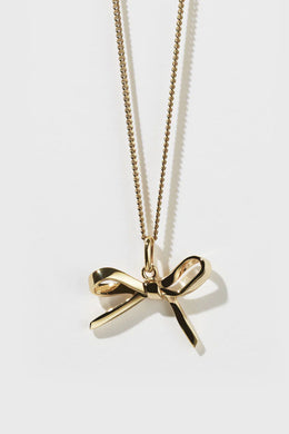 Meadowlark - Bow Charm Necklace, Gold Plated