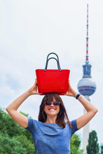 Hinza - Small Hinza Green Plastic Tote, Red