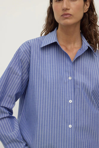 Assembly Label - Anais Stripe Long Sleeve Shirt, Blue/White Stripe