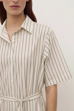 Assembly Label - Ria Striped Midi Shirt Dress, Cream/ Smoke