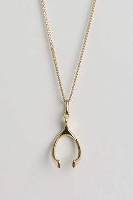 Meadowlark - Wishbone Charm Necklace, Gold Plated
