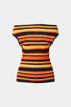 Ruby - Emma Knit Top, Tangerine Navy Stripe