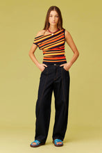 Ruby - Emma Knit Top, Tangerine Navy Stripe