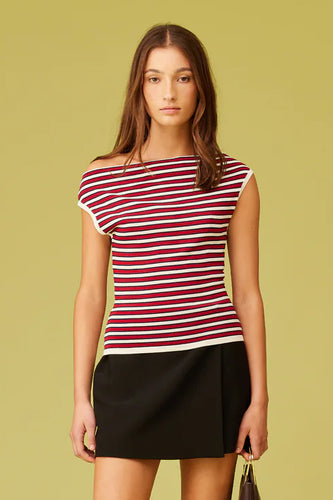 Ruby - Emma Knit Top, Navy White Red Stripe
