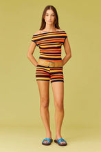 Ruby - Emma Knit Top, Tangerine Navy Stripe