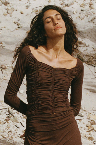 Dominique Healy - Jolene Longsleeve Tee, Chocolate