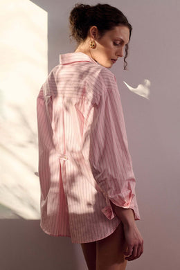 Staple The Label - Kari Oversized Shirt, Pink/White Stripe