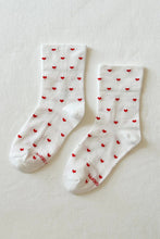 Le Bon Shoppe - Sneaker Socks, Hearts White/Red