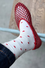 Le Bon Shoppe - Sneaker Socks, Hearts White/Red