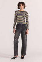 Staple The Label - Lana Stripe Knit Top, Black Cream
