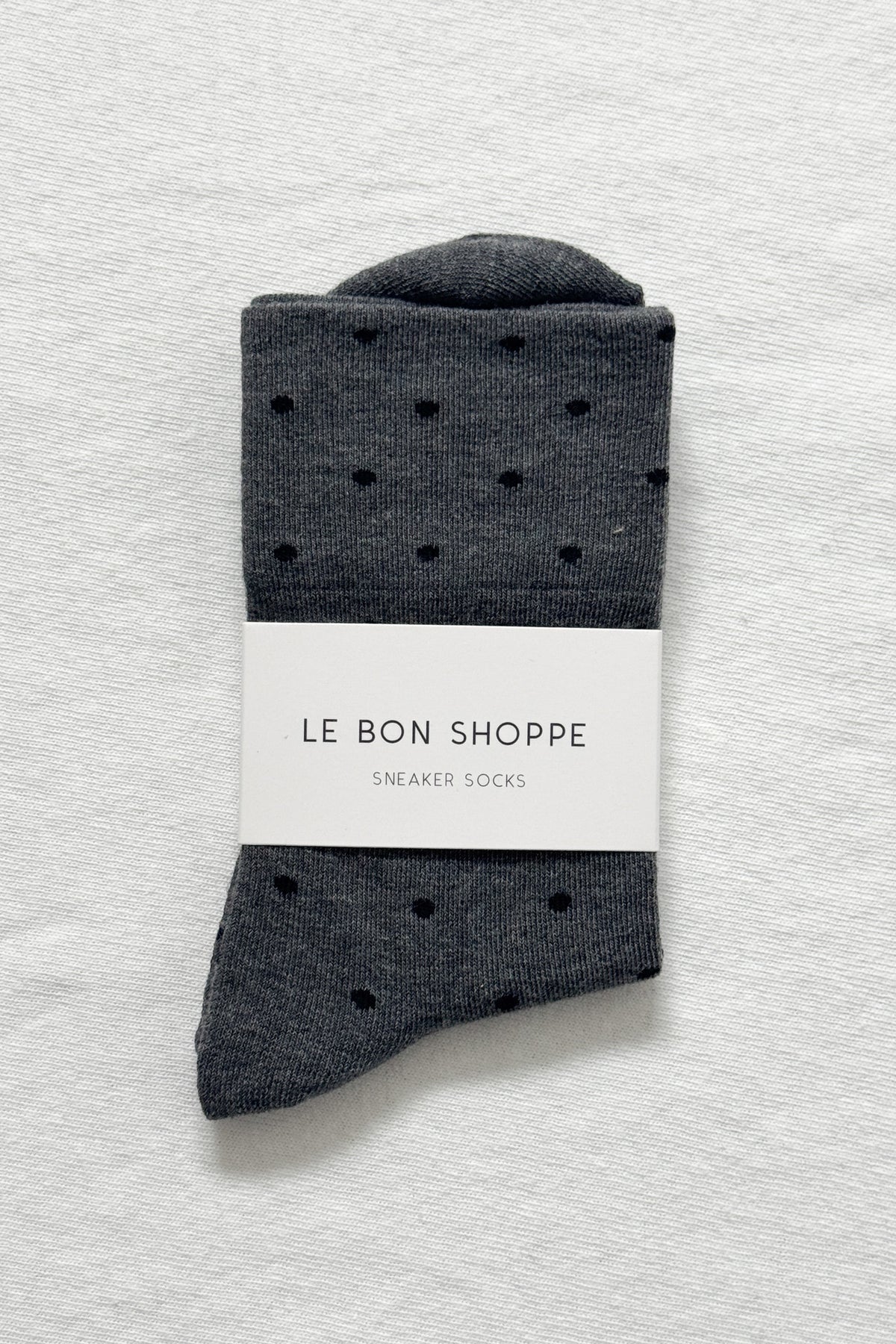 Le Bon Shoppe - Sneaker Socks, Charcoal Polka Dot