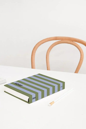 Lettuce - Daily Diary 2025, Periwinkle and Olive Stripe