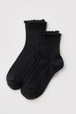 Baggu - Lettuce Edge Sock Set of 2, Black