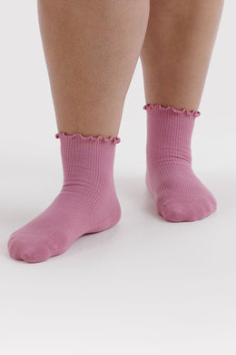 Baggu - Lettuce Edge Sock Set of 2, Wild Plum & Cherry