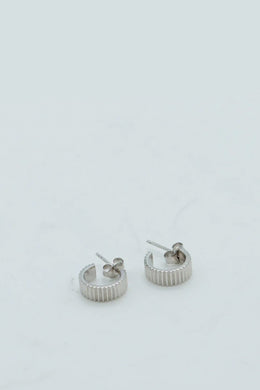 Sophie - Lines Hoop Studs, Silver