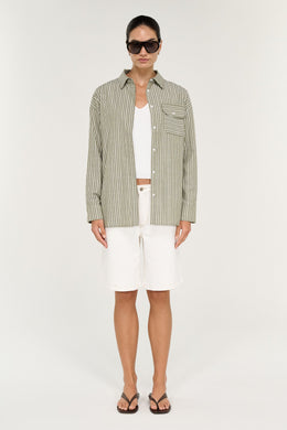 Staple The label - Lisara Oversized Shirt, Khaki/White