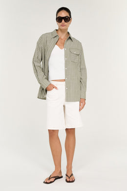 Staple The label - Lisara Oversized Shirt, Khaki/White