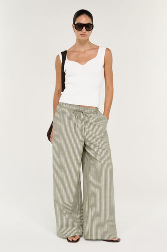 Staple The Label -  Lisara Relaxed Pant, Khaki/White