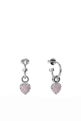 Stolen Girlfriends Club Jewellery - Love Anchor Earrings, Rose Quartz/ Sterling Silver