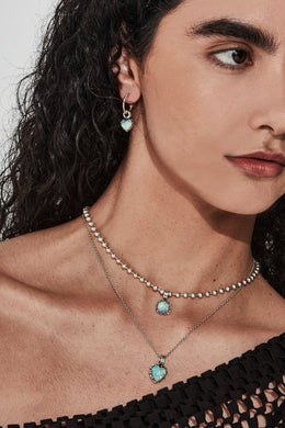 Stolen Girlfriends Club Jewellery - Love Anchor Earring, Sterling Silver/Bello Opal